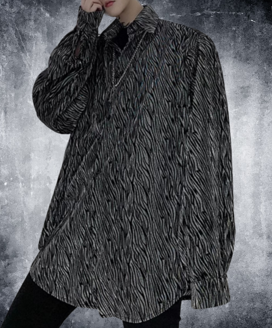 zebra print jacquard loose shirt EN2108