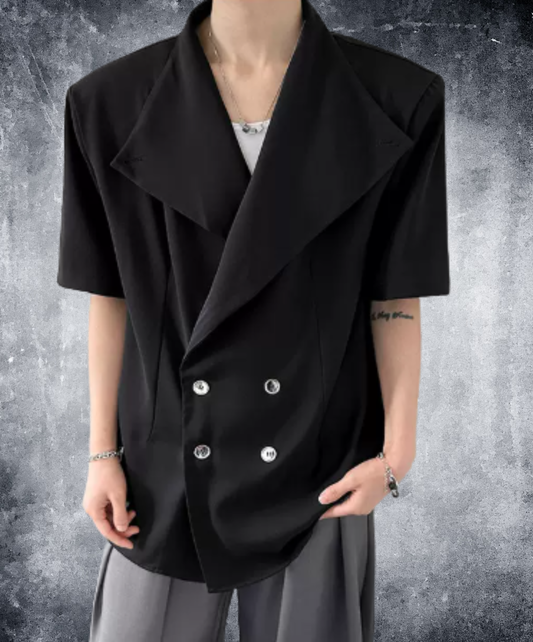 luxury double-breasted silver button shirt EN2920