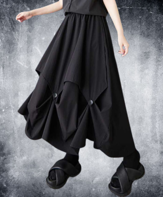button-fastened balloon drape skirt EN3223