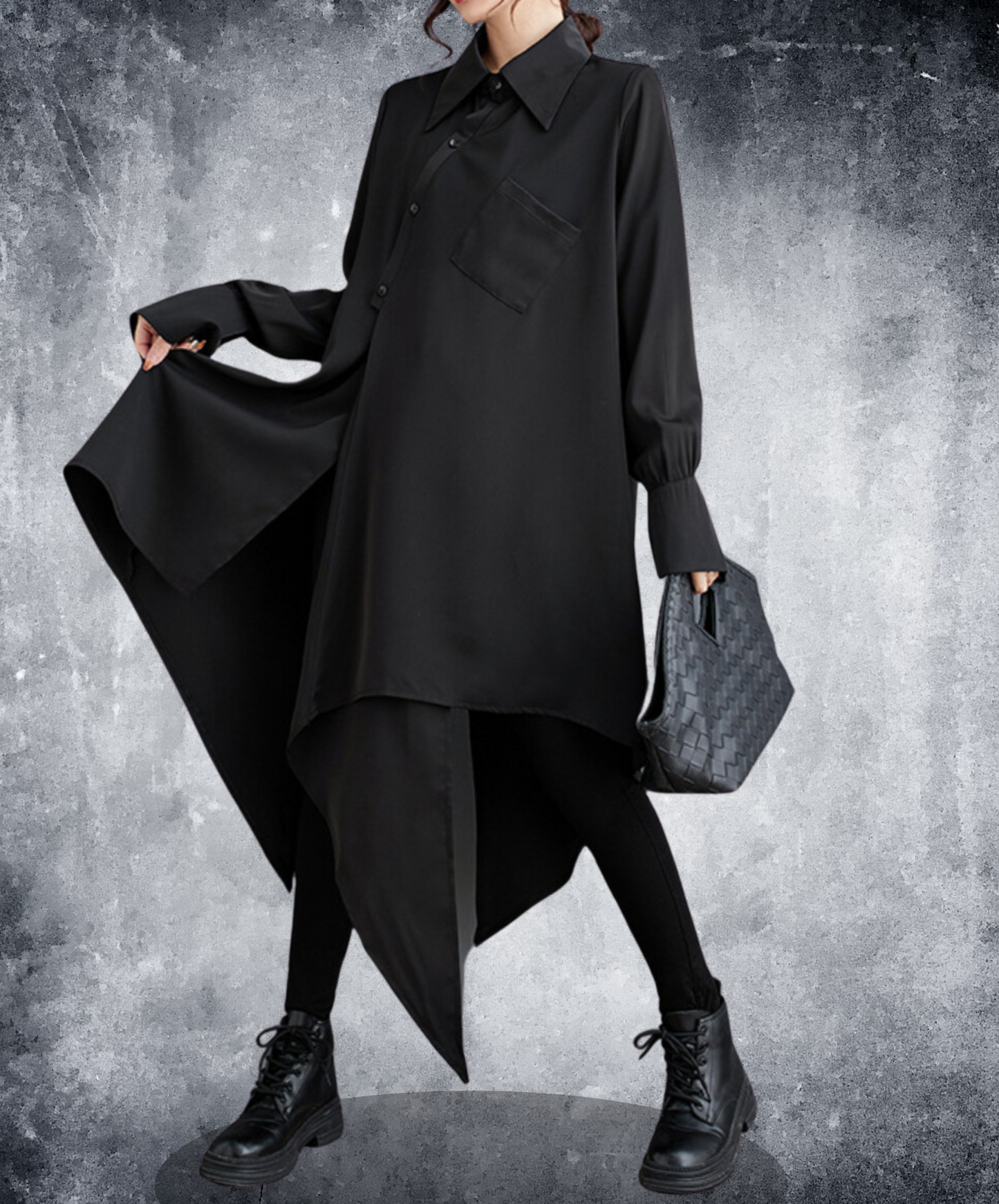 asymmetric irregular design dress long shirt EN1659