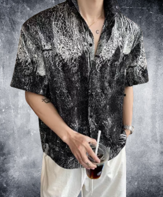 spliced-print resort style shirt EN3031