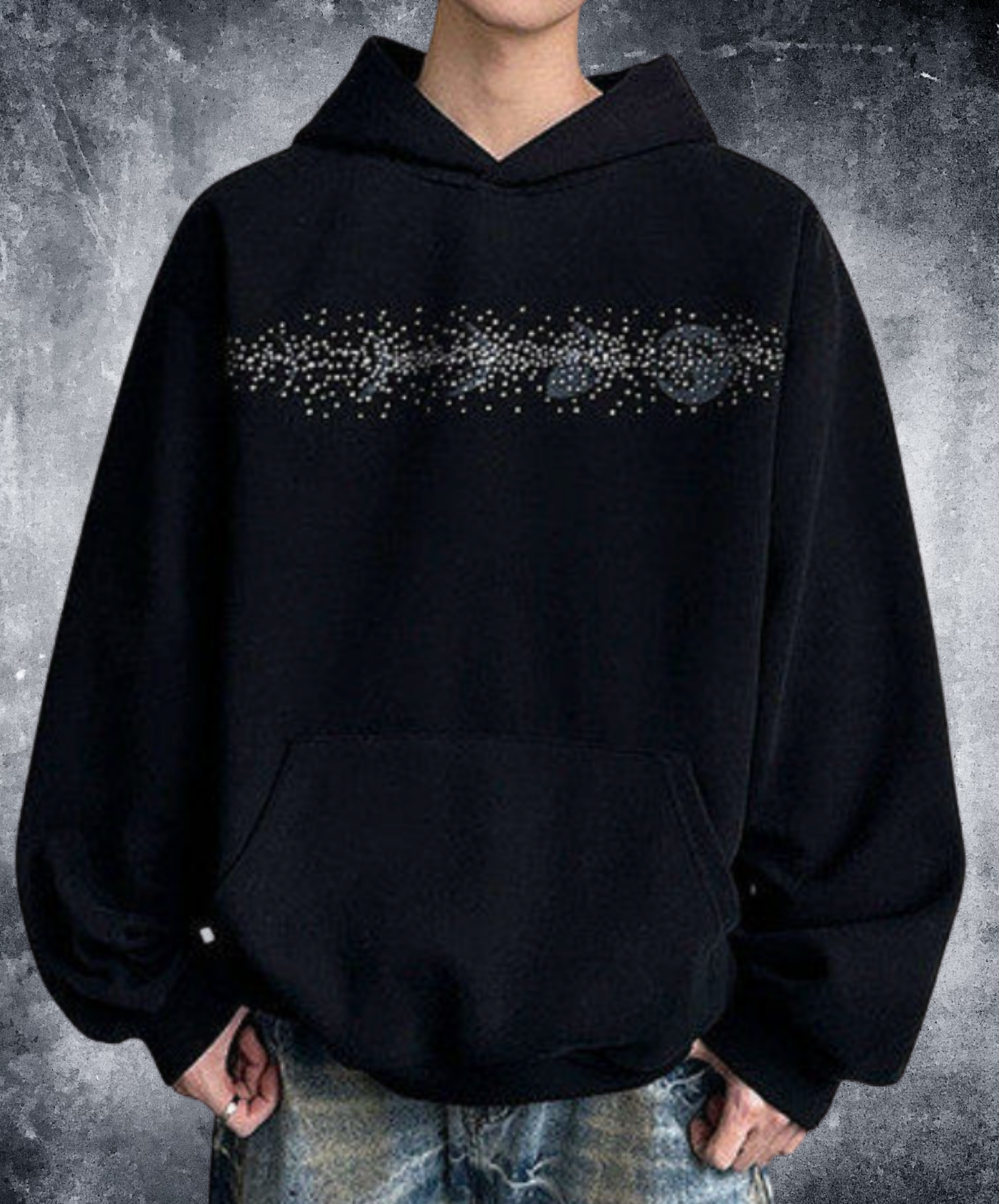 moon rhinestone loose hoodie EN2690