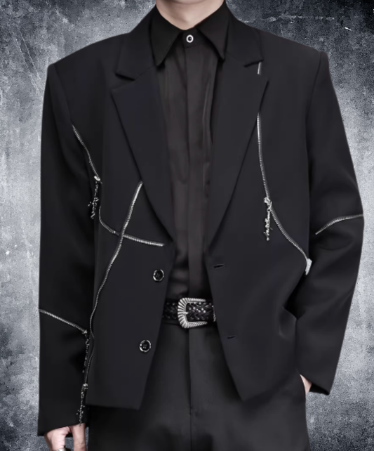 punk style asymmetrical zipper jacket EN2801