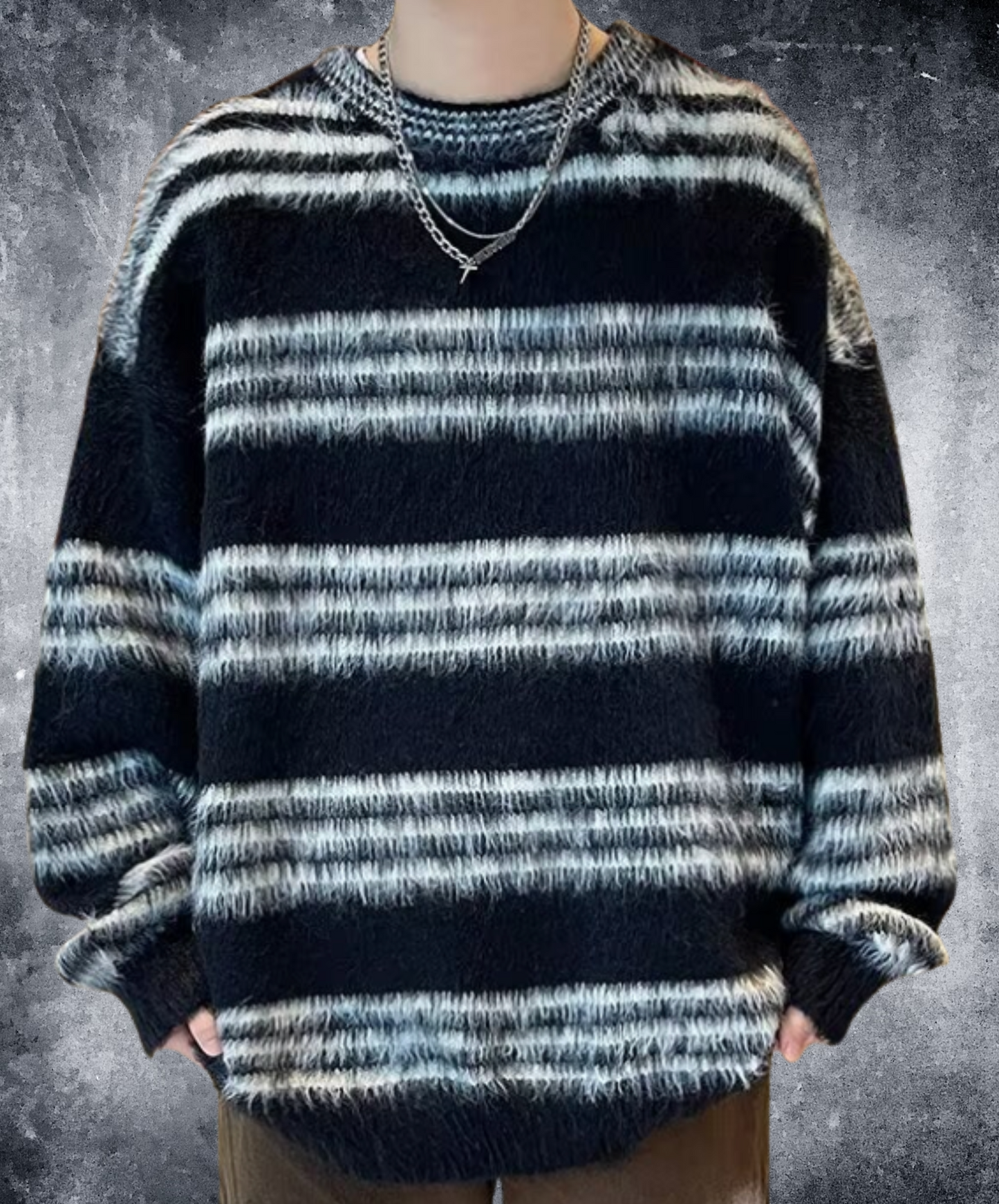 regular border monotone short sweater EN2496