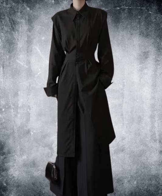 slim-fit waist-defining style long shirt EN3095