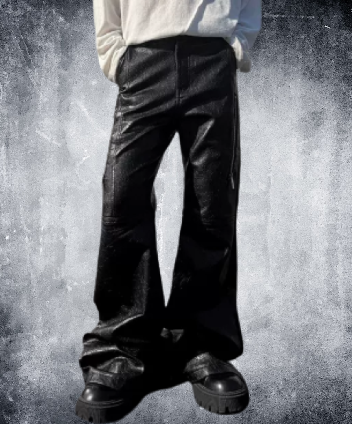 dark zip-accented flared silhouette pants EN3207