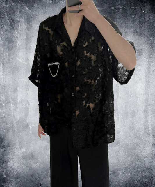flower pattern sheer shirt EN2903