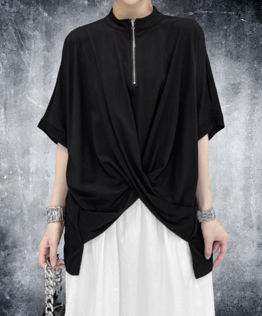 crossover hem zip t-shirt EN2891