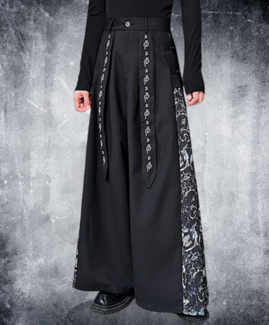 chinese style embroidery patchwork wide pants EN2724