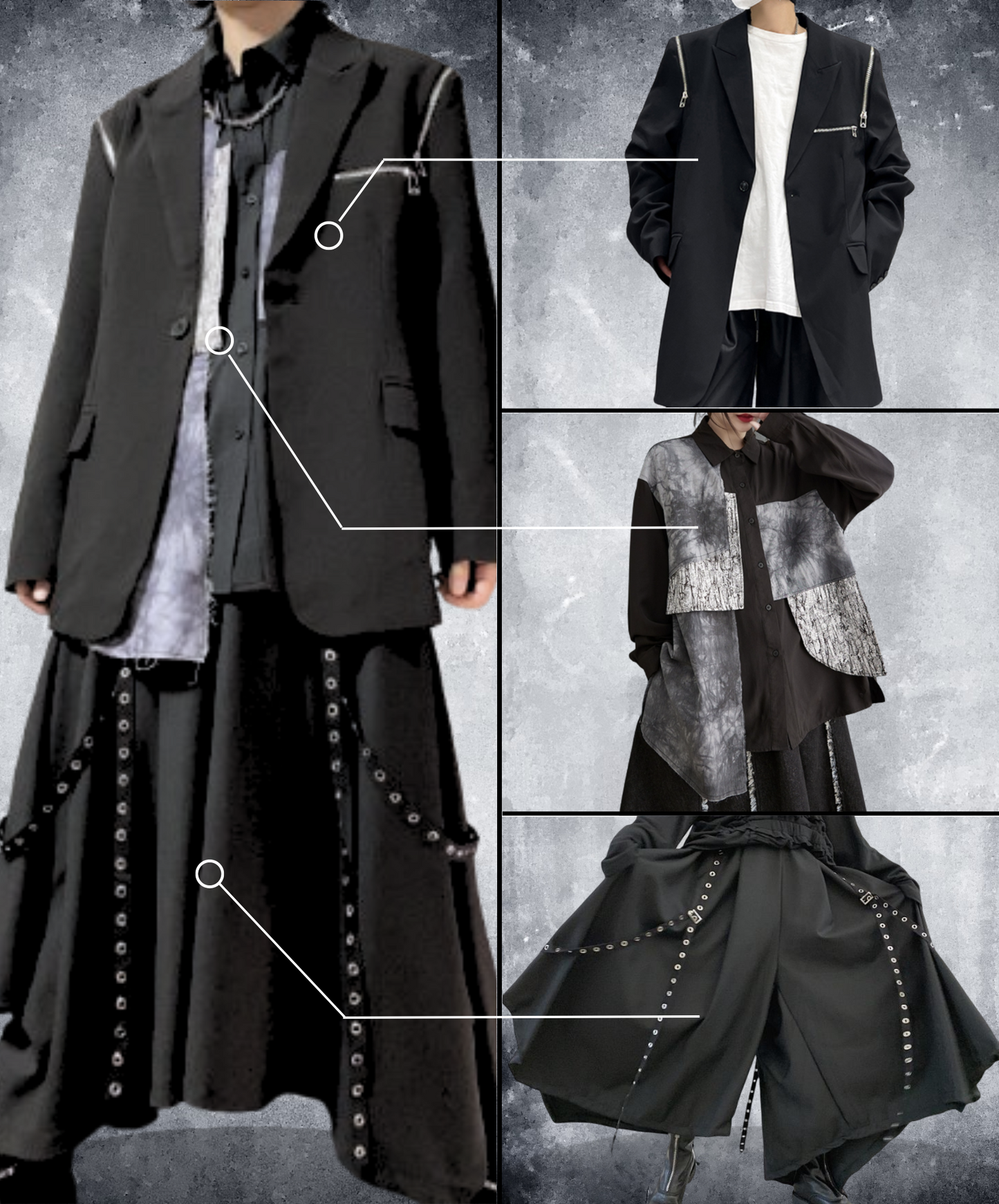 【style59】dark mode outfit set EN1862（jacket + shirt + pants set）