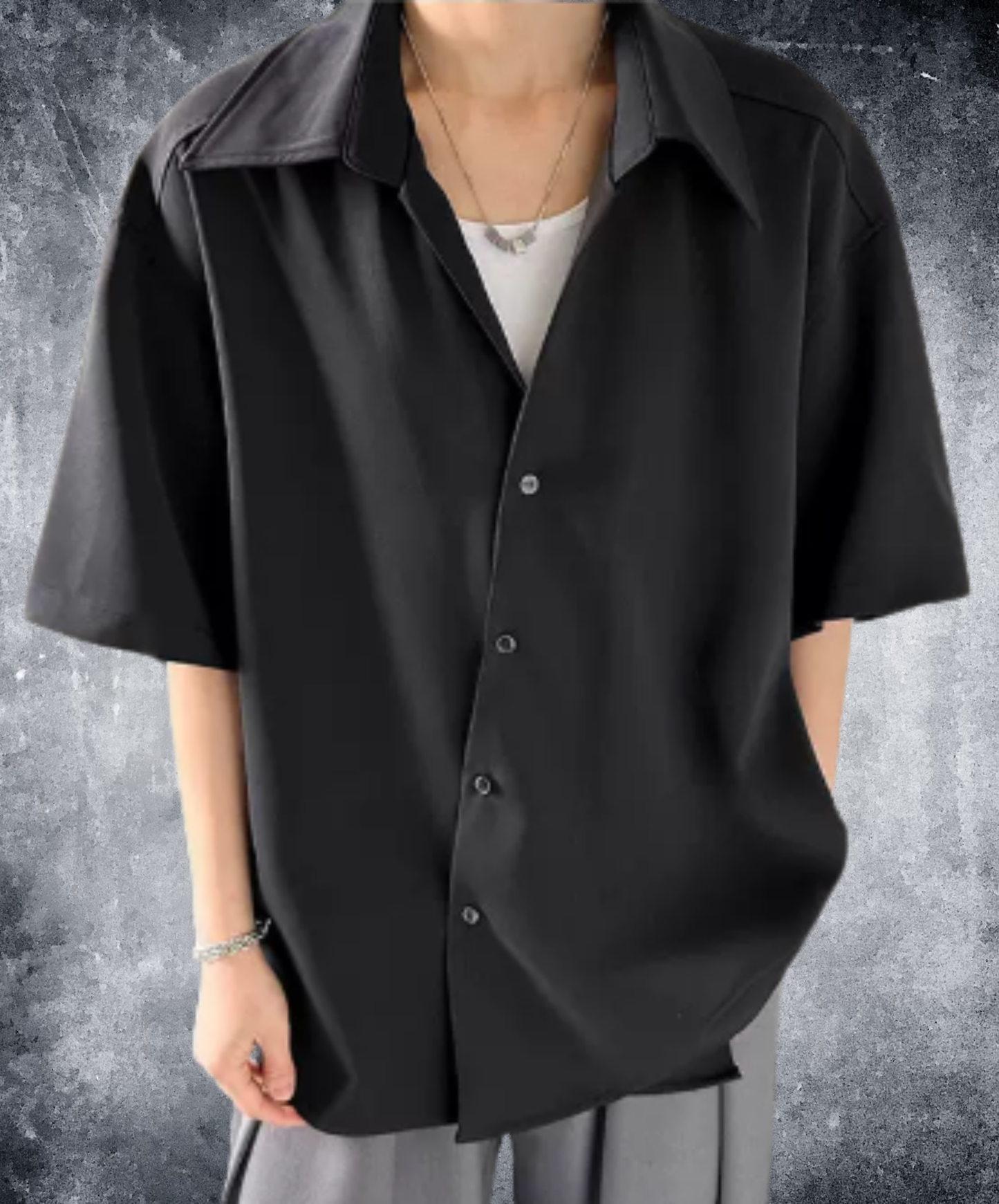 five-sleeved placket with slanted front shirt EN2921