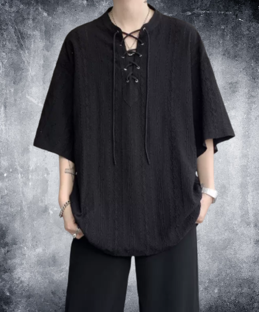 lightweight jacquard v-neck t-shirt EN2975
