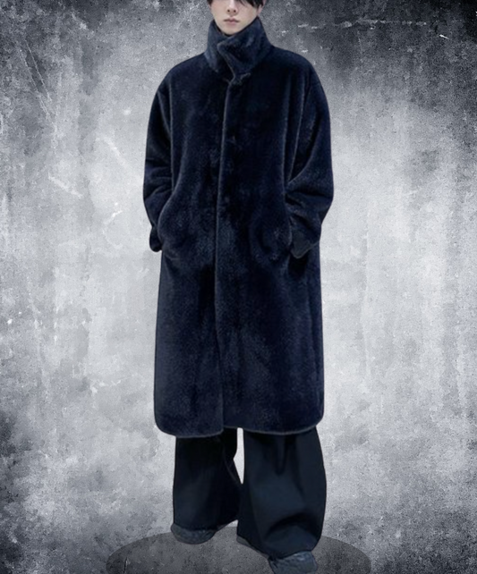 stand collar faux mink fur coat EN2573