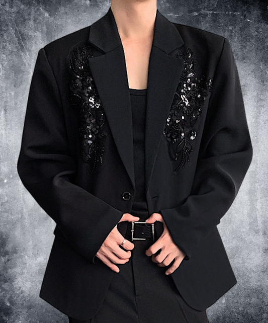 sequin 3d flower embroidery jacket EN2519