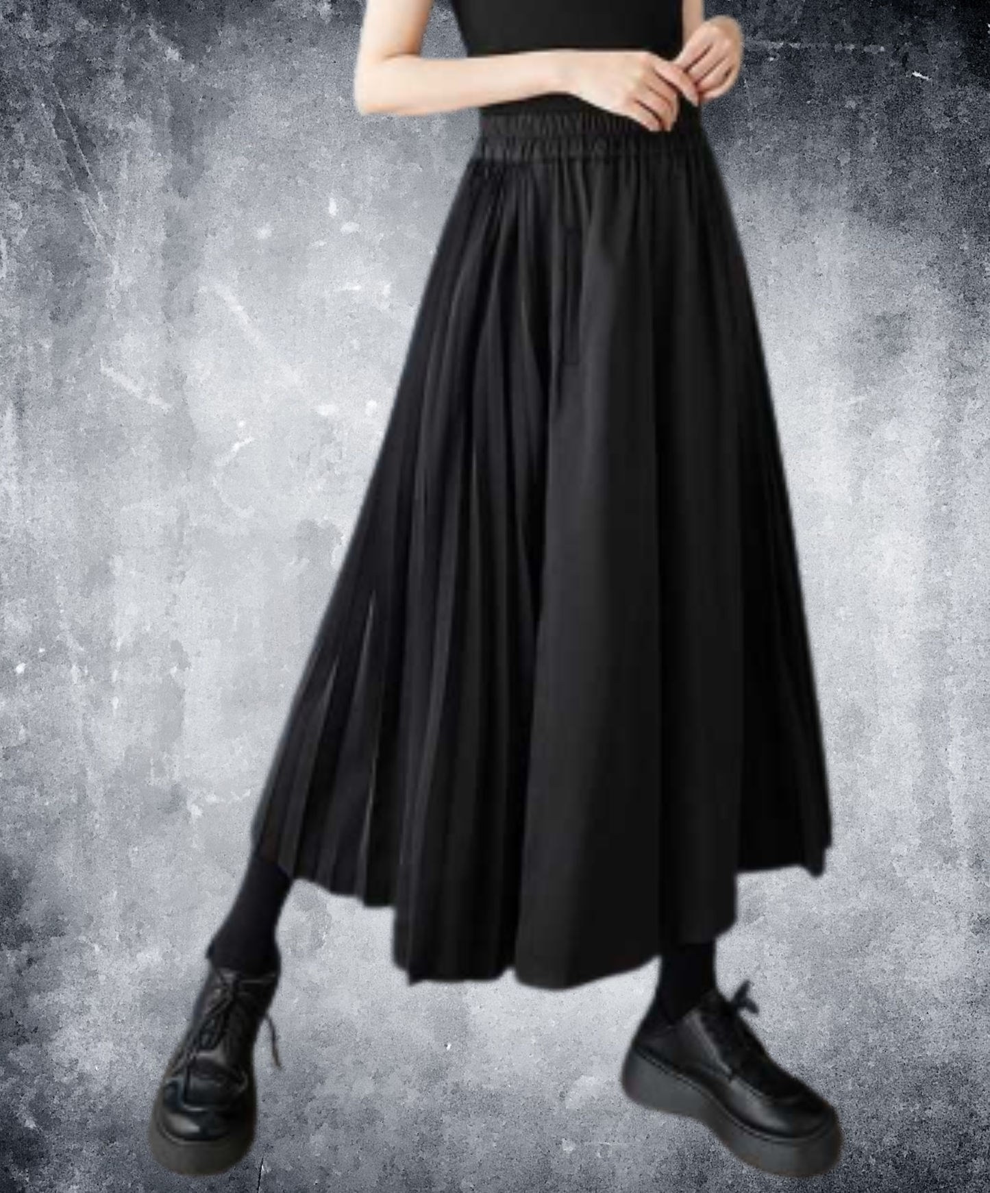 dark-toned pleated cropped trousers wide pants EN3048