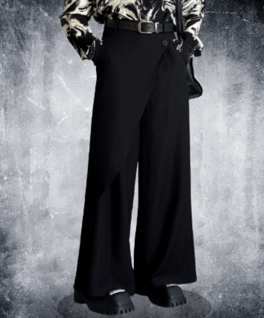 dark lazy drape layer wide pants EN2117