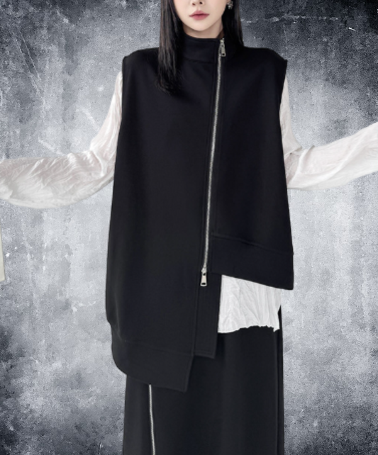 asymmetric high neck vest  EN3017