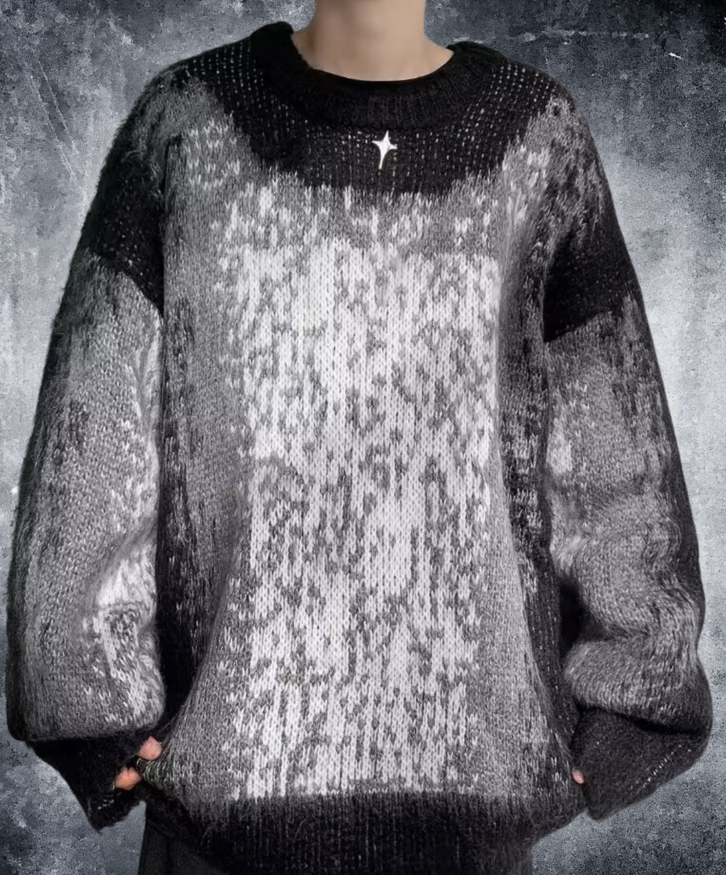 mosaic pattern dyeing sweater EN2495