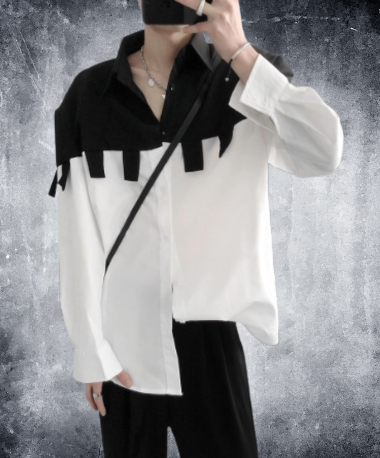 black and white patchwork shirt EN3069