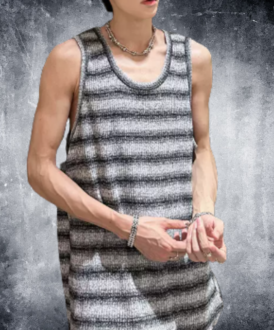distressed ribbed slim fit tank top EN2974