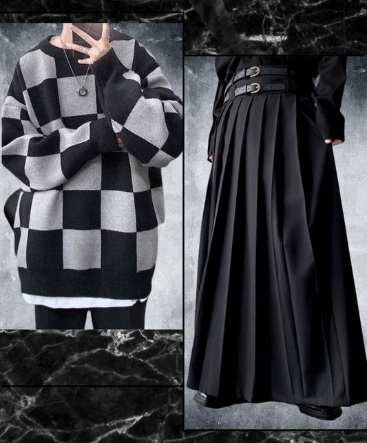 【style44】dark mode outfit set EN1442（sweater + skirt set）