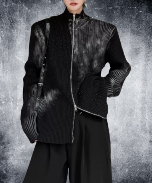 zip-up with a gradient pattern sweater EN3243