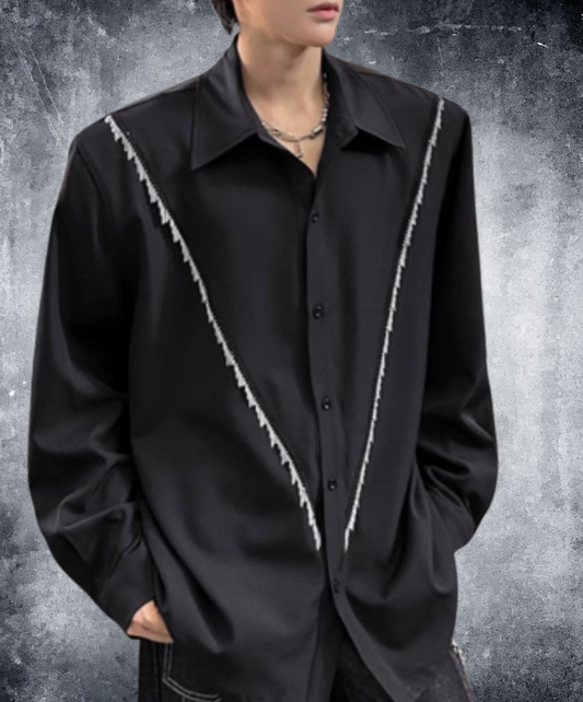v-line fringe decoration shirt EN2435
