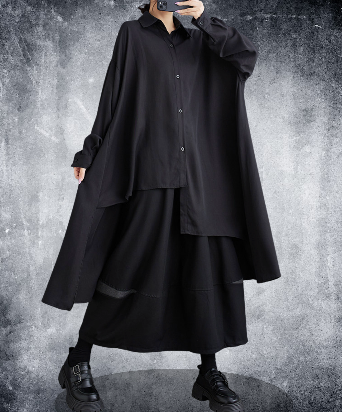 dark asymmetrical loose long shirt EN2702