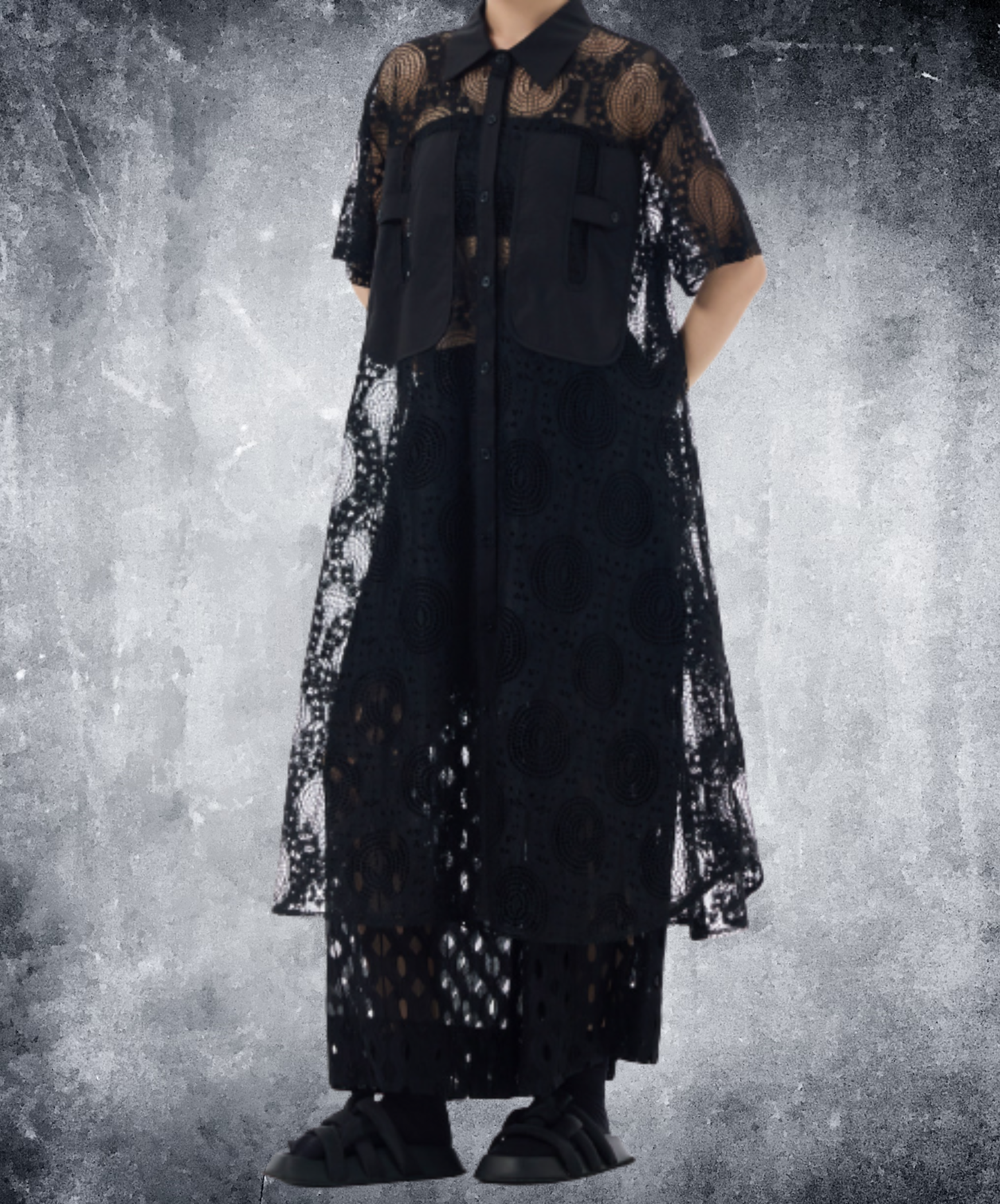 jacquard lace see-through vest EN2983