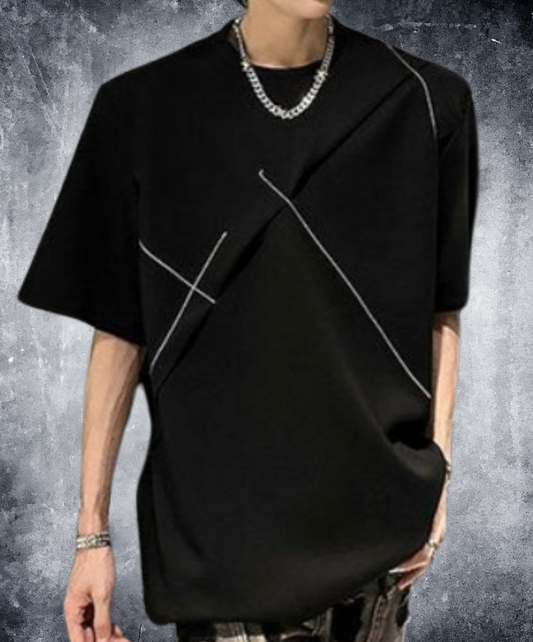 dark asymmetric white line t-shirt EN2172