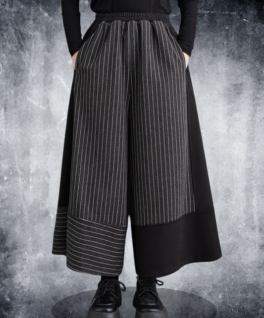 thin stripe patchwork wide pants EN2778