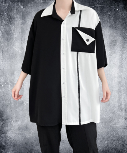 monochrome asymmetric color scheme shirt EN3007