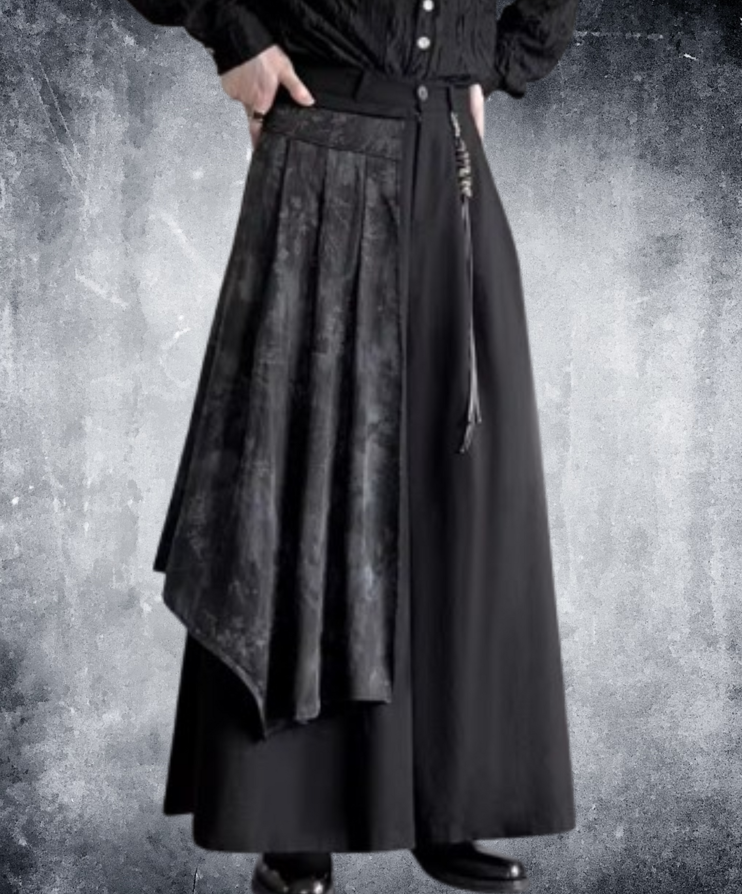 dark fluttering layered wide pants EN1897