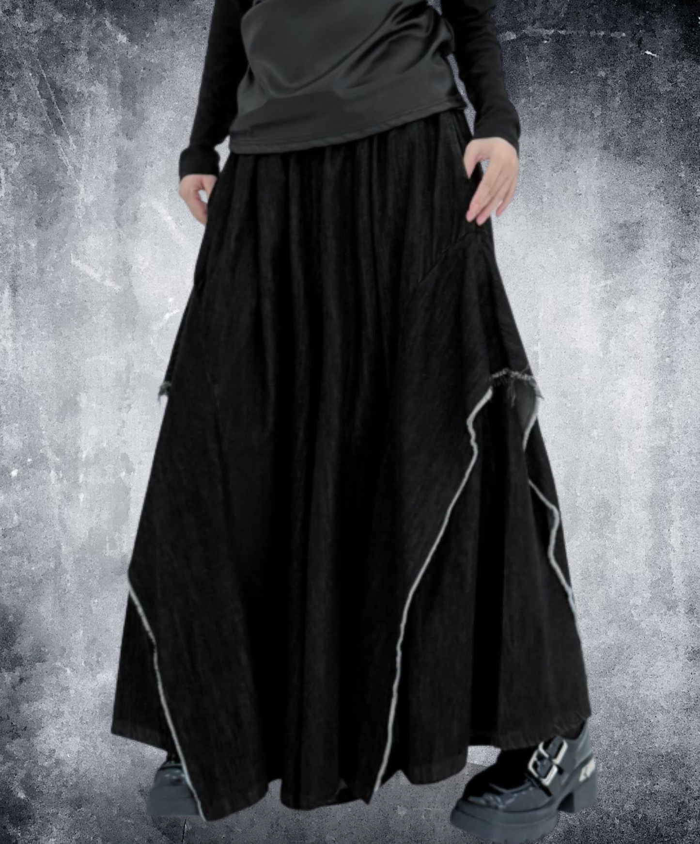 american patchwork high waist wide pants EN2781