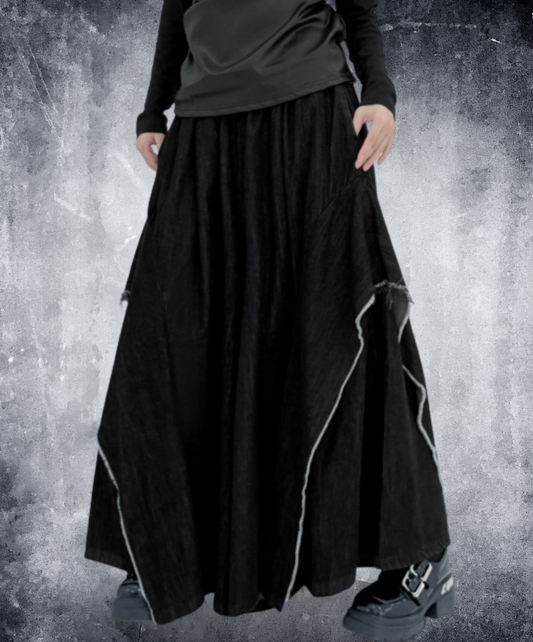 american patchwork high waist wide pants EN2781