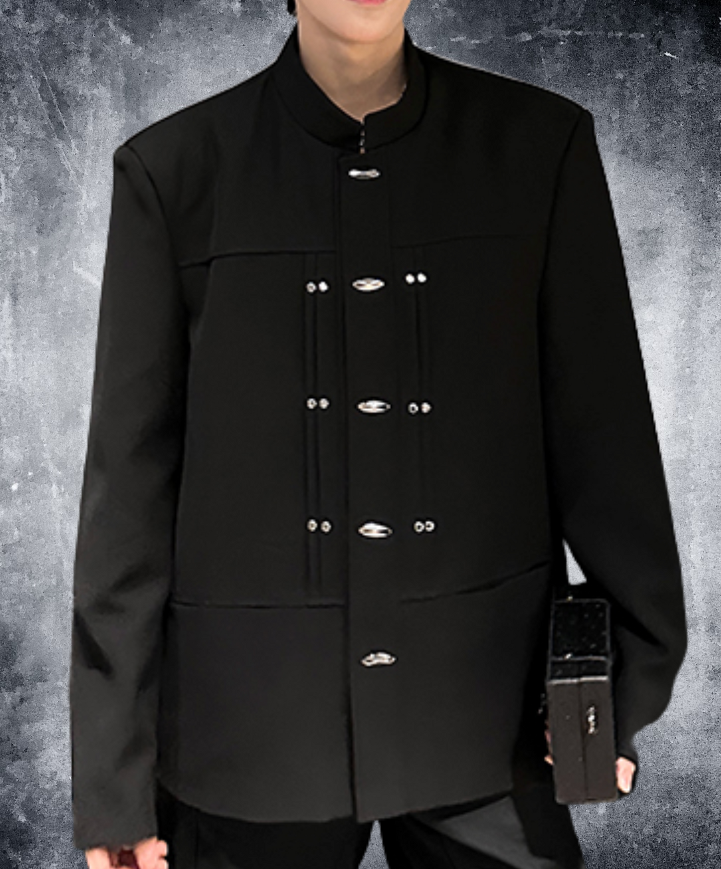 stand collar with metal buckle jacket EN2488