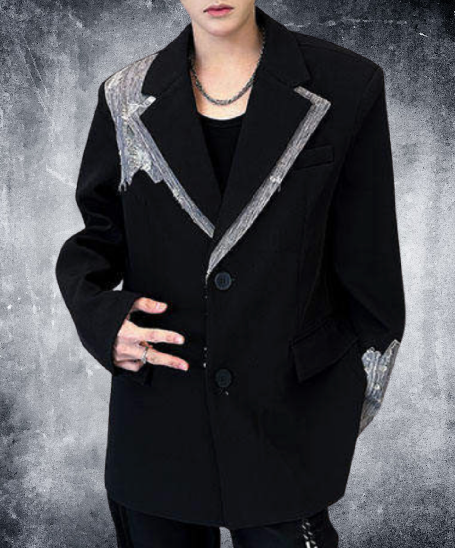 stylish lace trim jacket EN2689