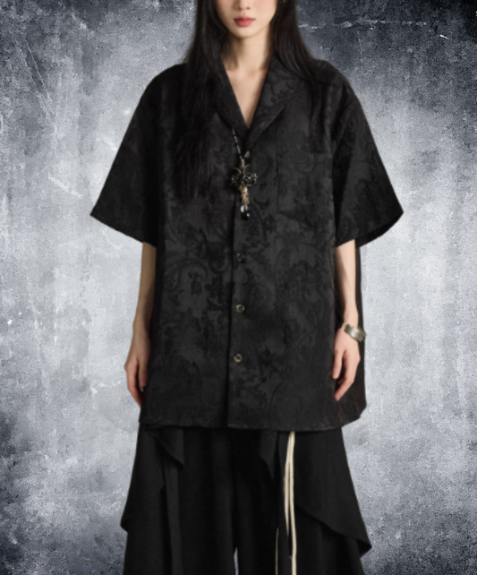 short-sleeved embroidered jacquard shirt EN3023