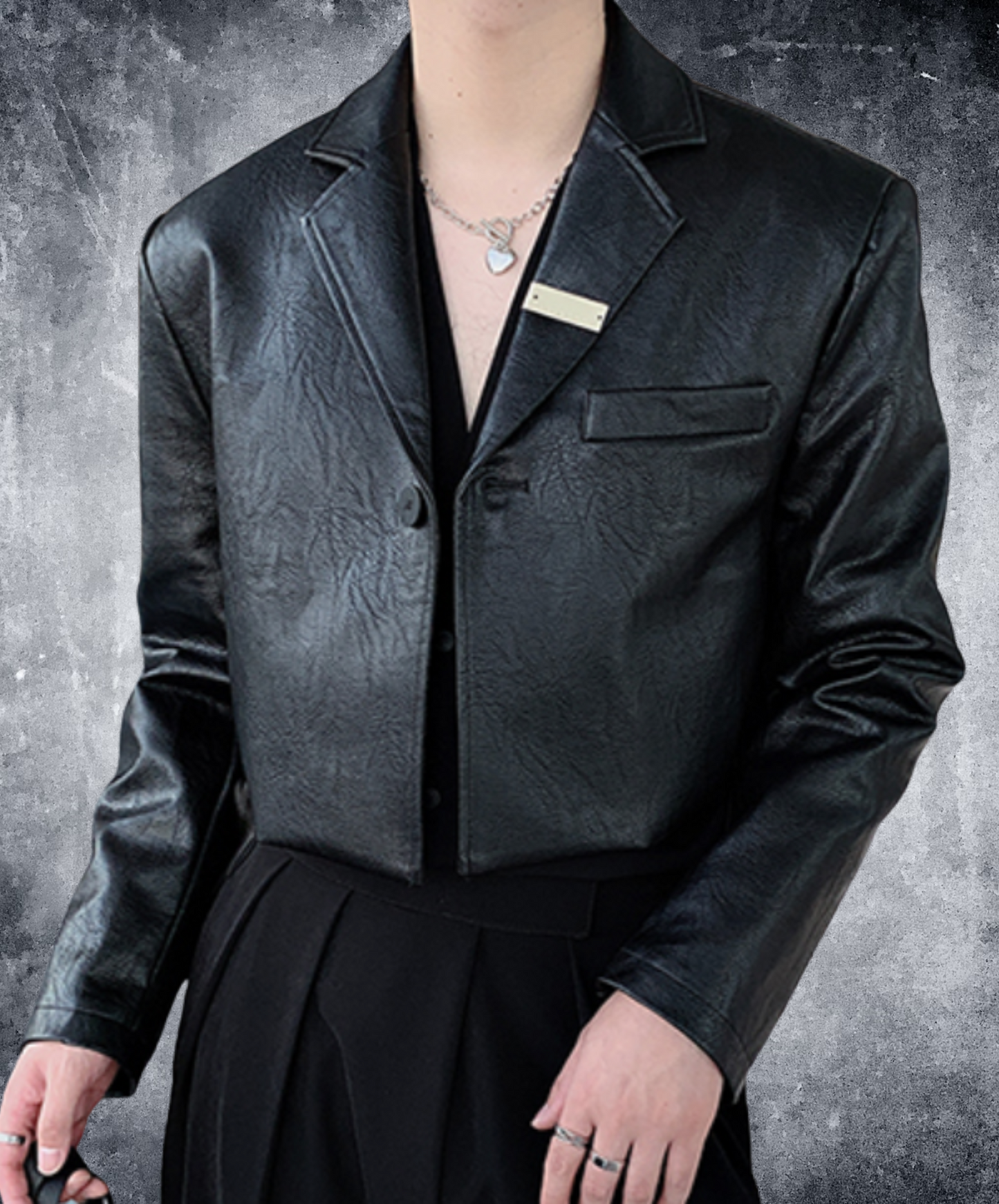 one-button leather shorts jacket EN2047