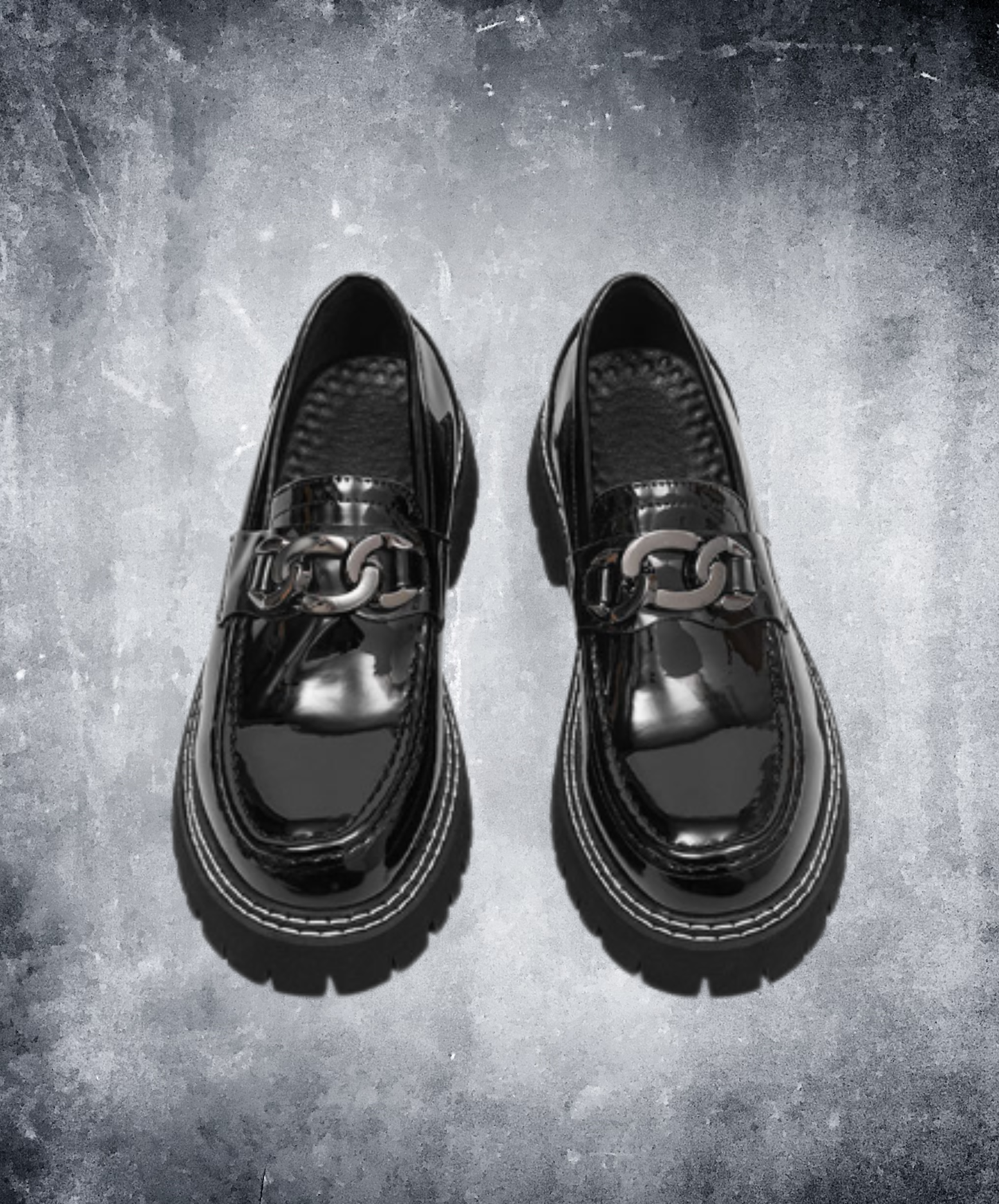chunky chain enamel finish shoes EN3028