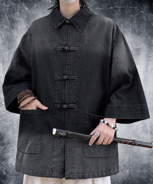 chinese style button gradient shirt EN2780