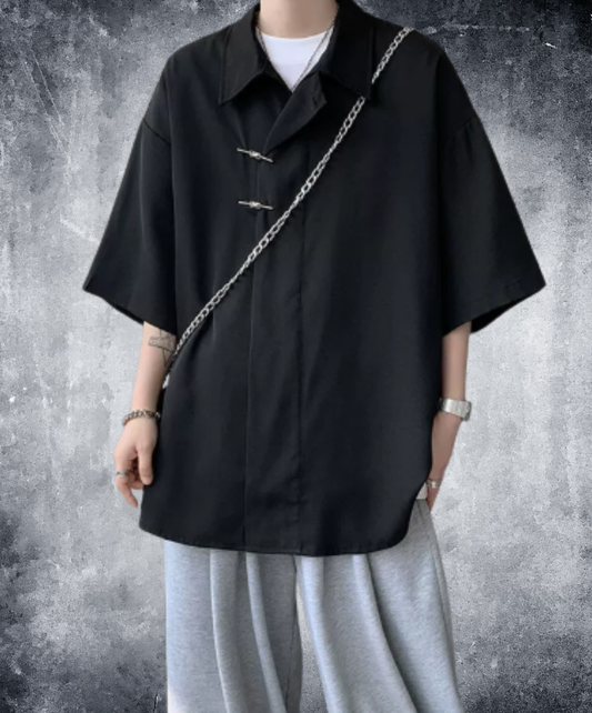 chinese-style slanted front placket shirt EN2910