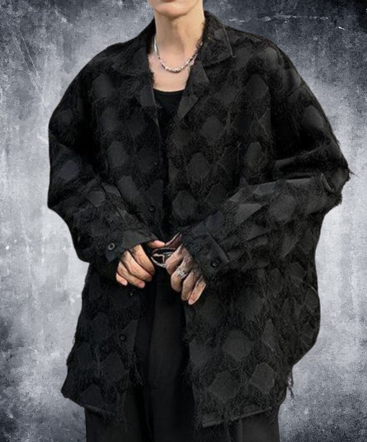 diamond pattern fringe decoration shirt EN2658