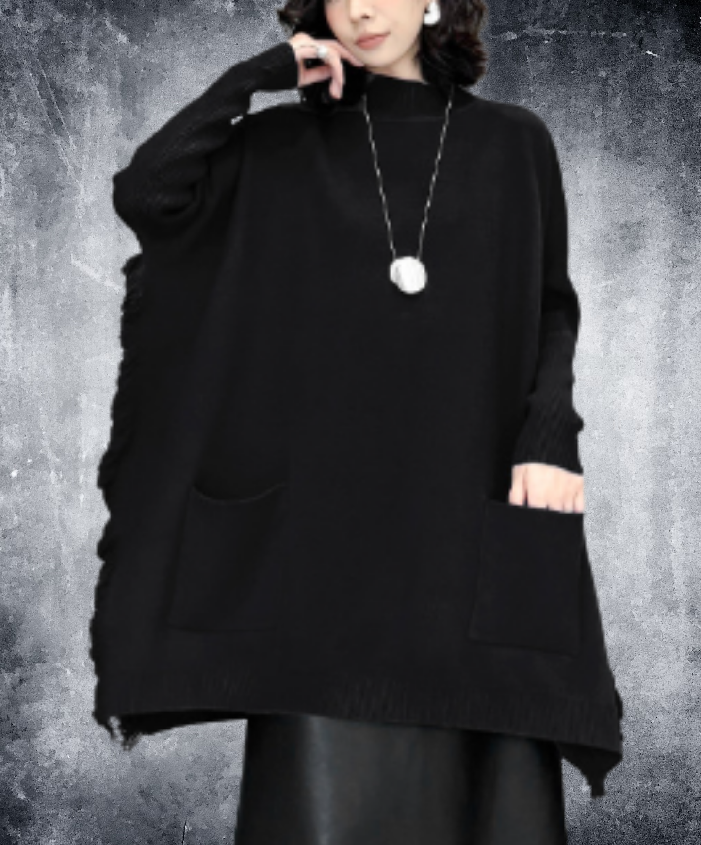 high-neck top unique design sweater EN3157