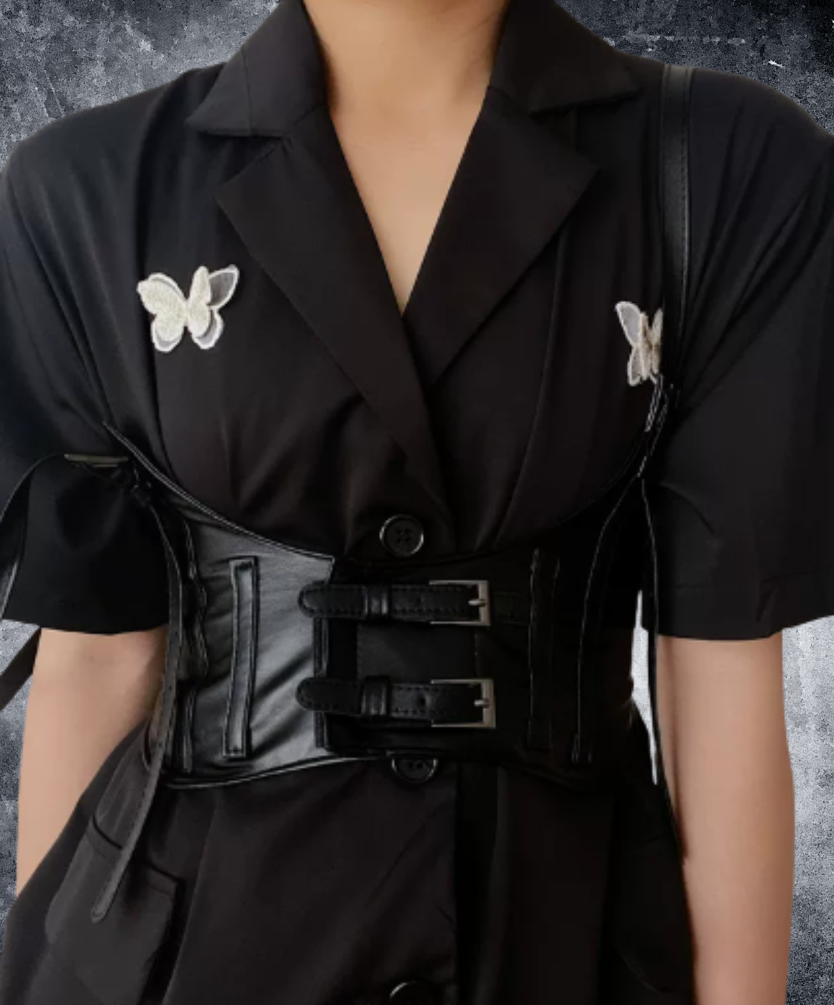double-buckle shoulder strap corset belt EN3265