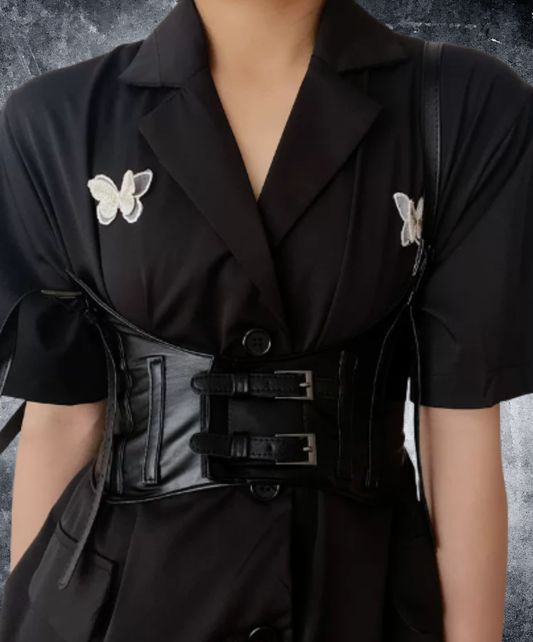 double-buckle shoulder strap corset belt EN3265