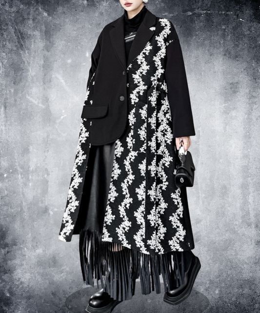 asymmetrical patchwork design coat EN2577