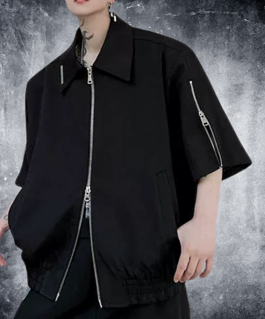double zip-up short-sleeved jacket EN2864