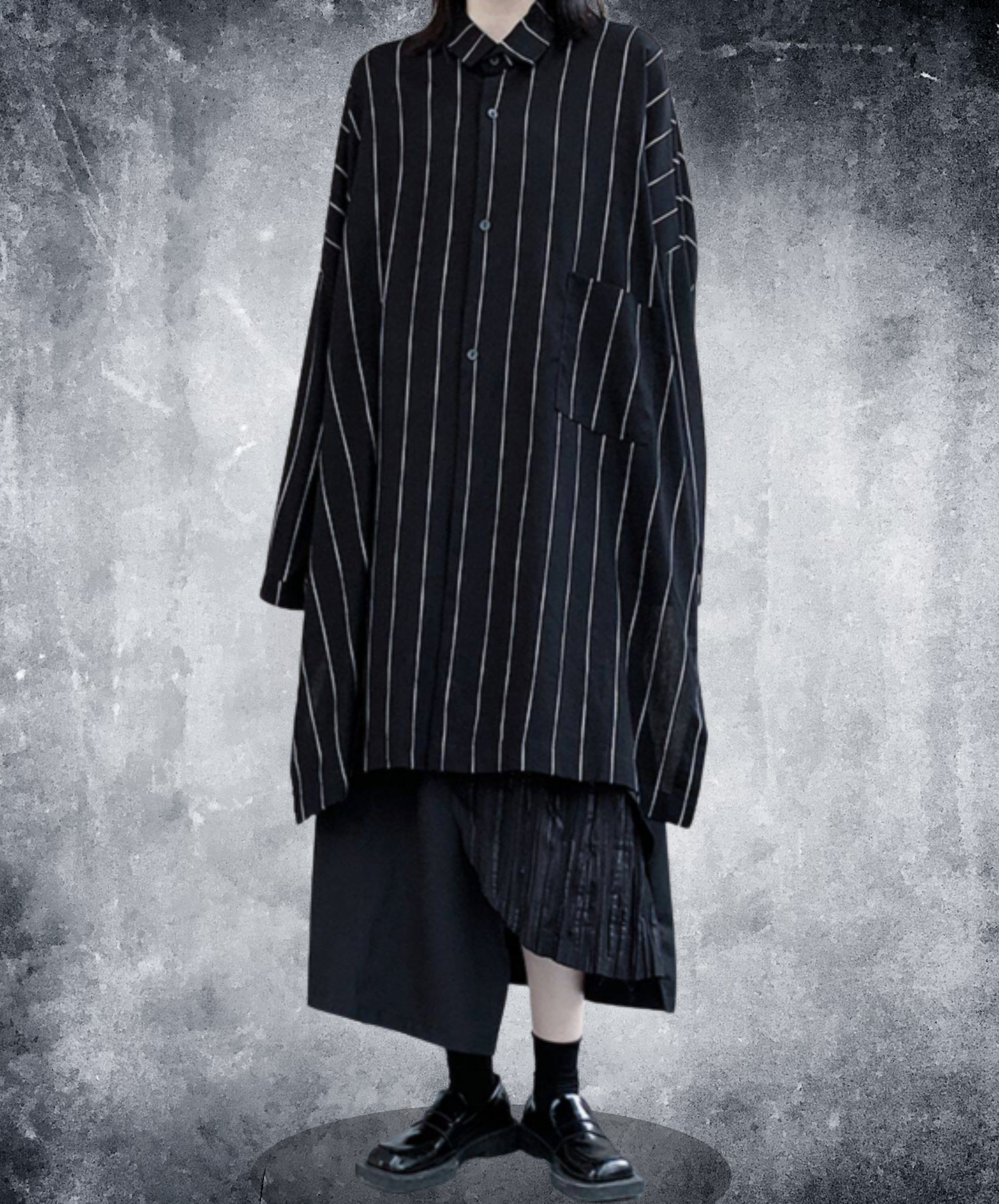 dark big silhouette stripe long shirt EN2777