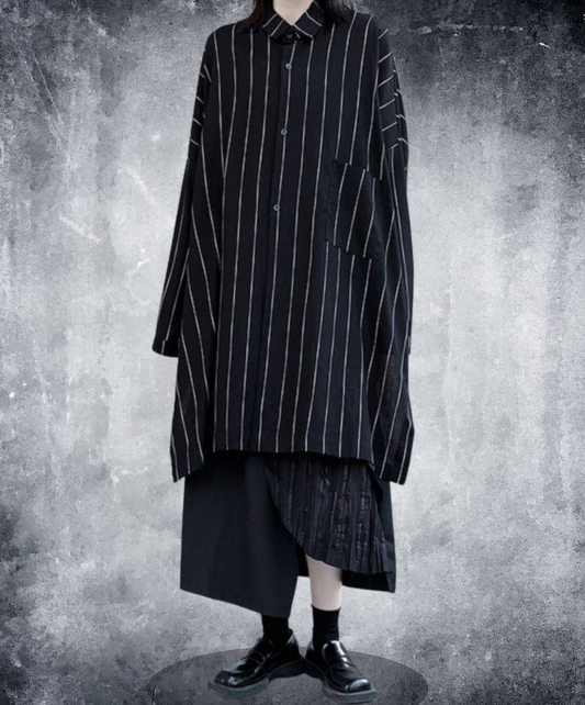 dark big silhouette stripe long shirt EN2777